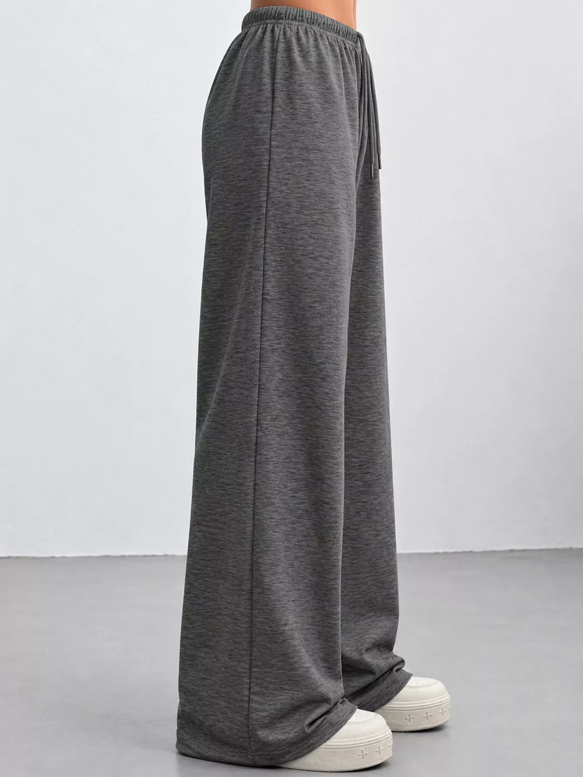 Dark Gray wide-leg drawstring pants