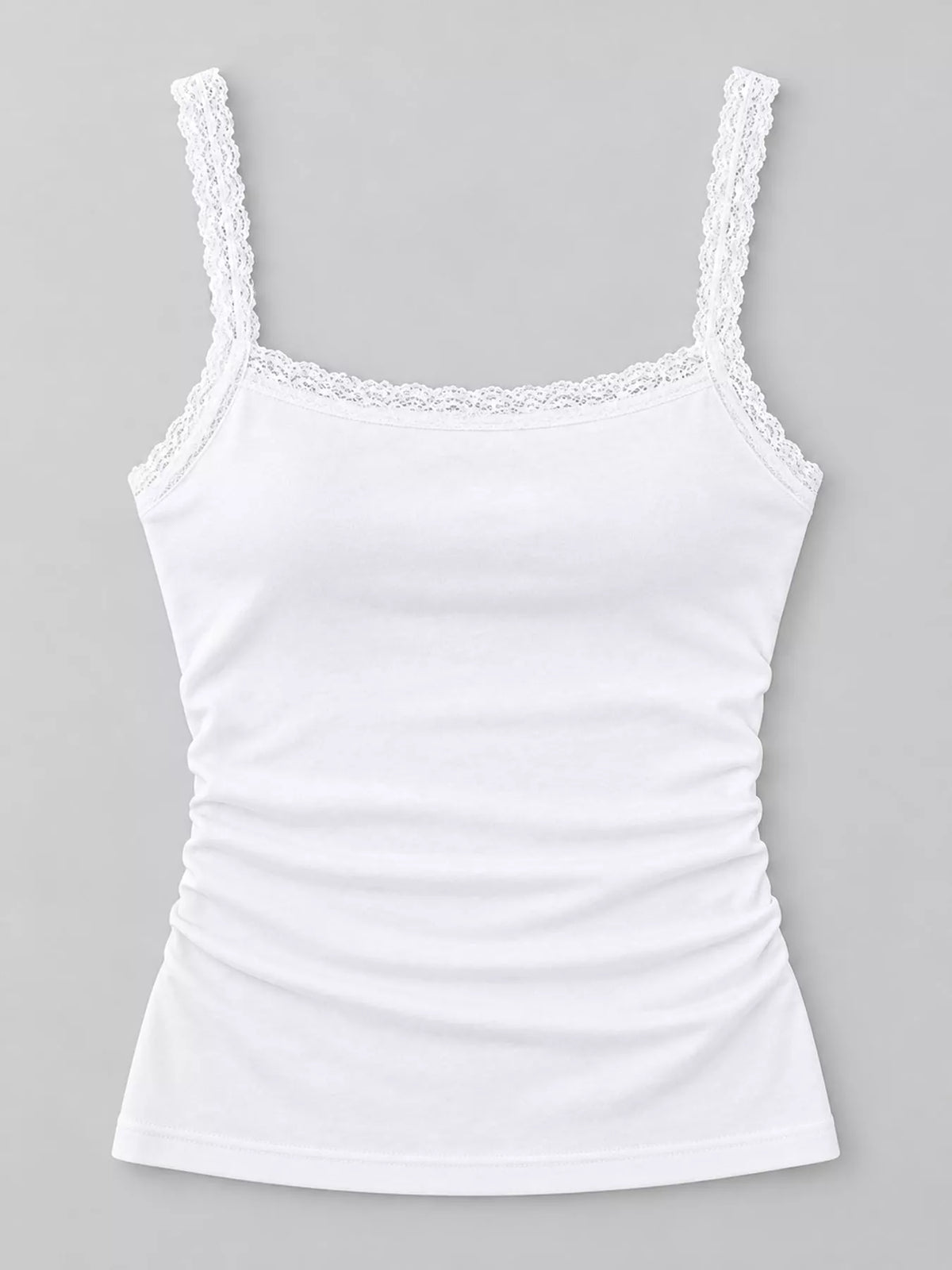 Lace camisole, white flat lay