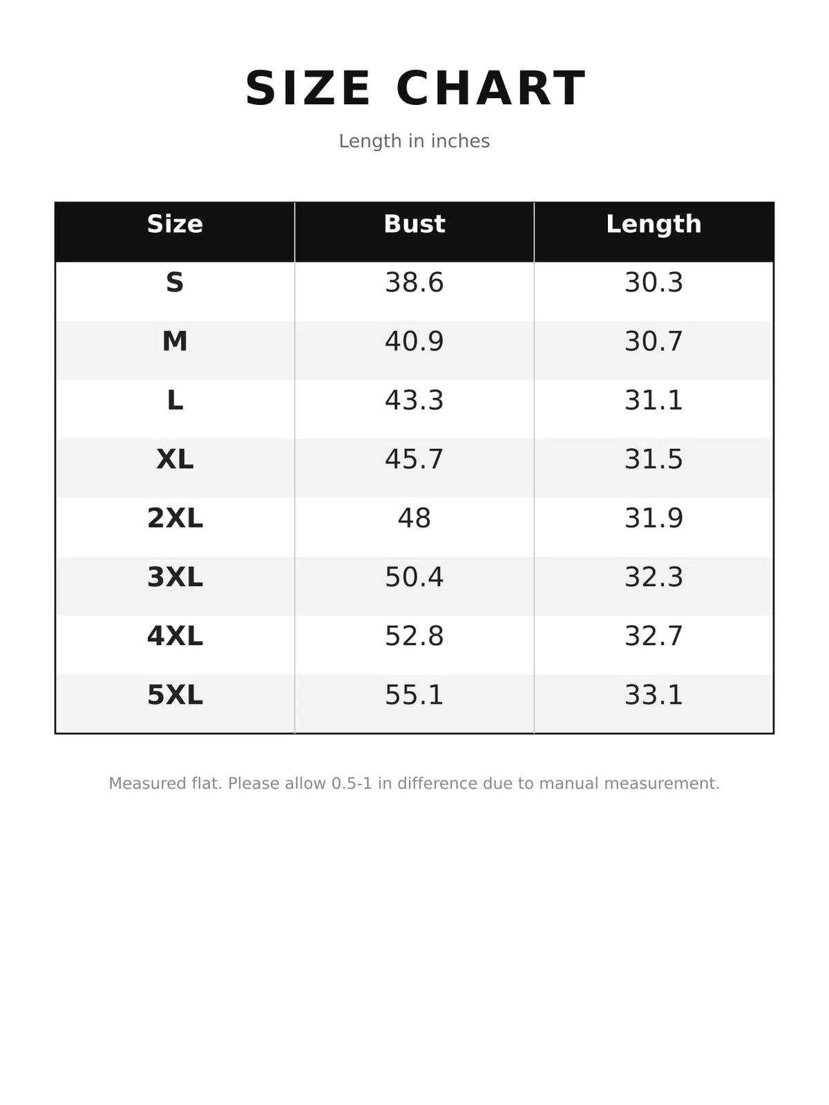 Size chart for ribbed open-front longline cardigan