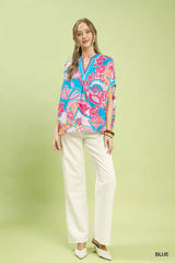 Trendsi Umgee Abstract Print Oversized Top - Shirts