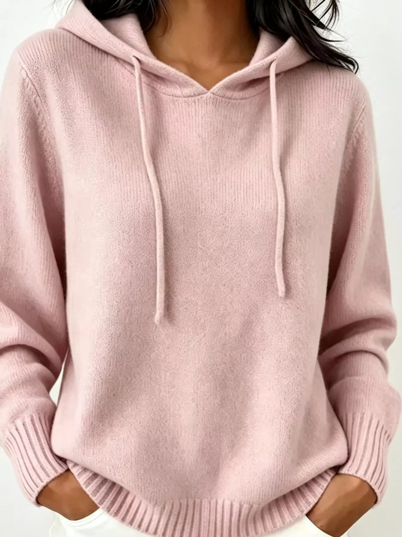Trendsi Cozy Ribbed Long‑Sleeve Hooded Sweater -