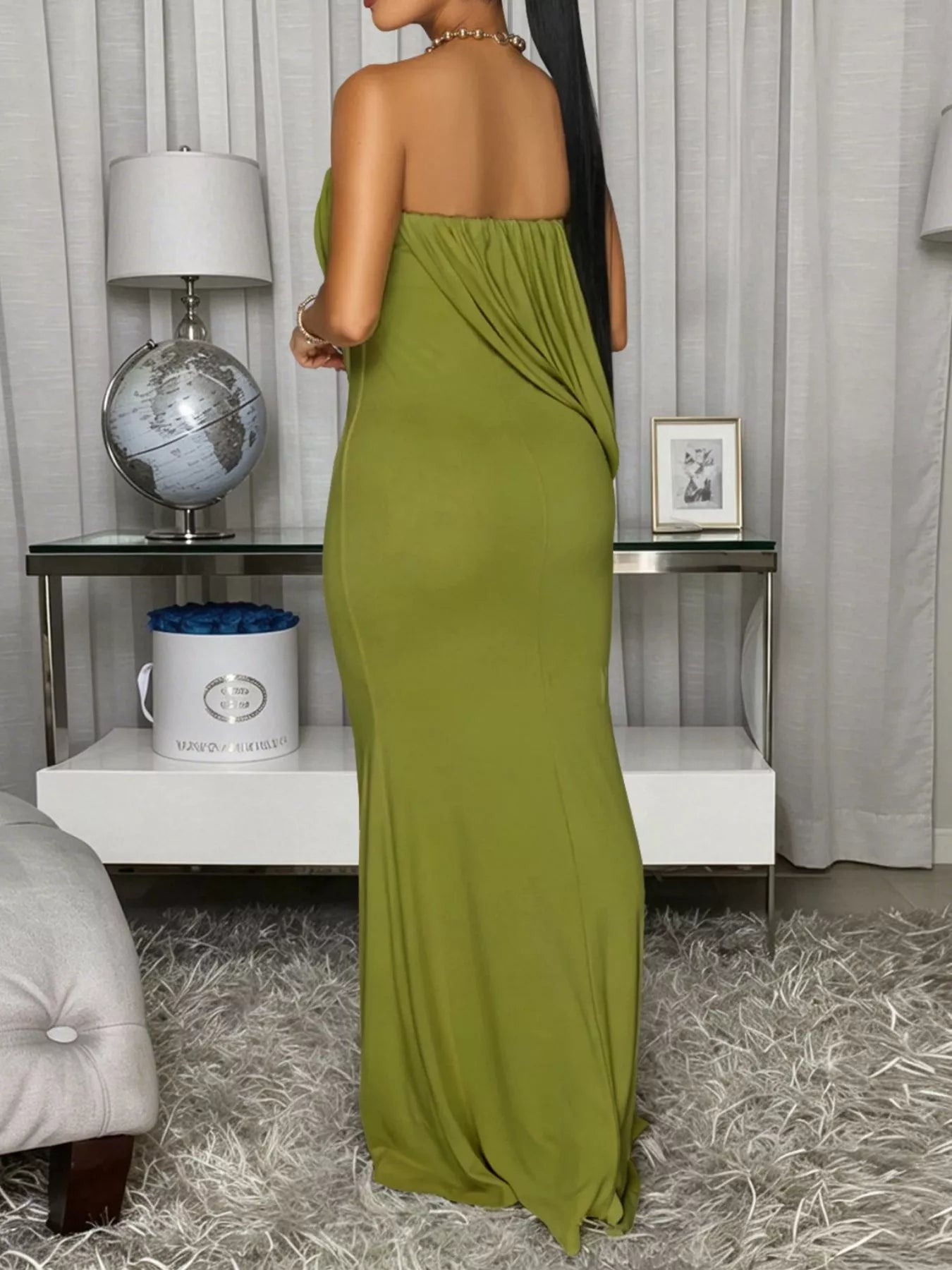 Trendsi Strapless Draped Maxi Dress -