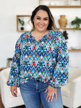 Trendsi Double Take Full Size Printed Balloon Sleeve Blouse -