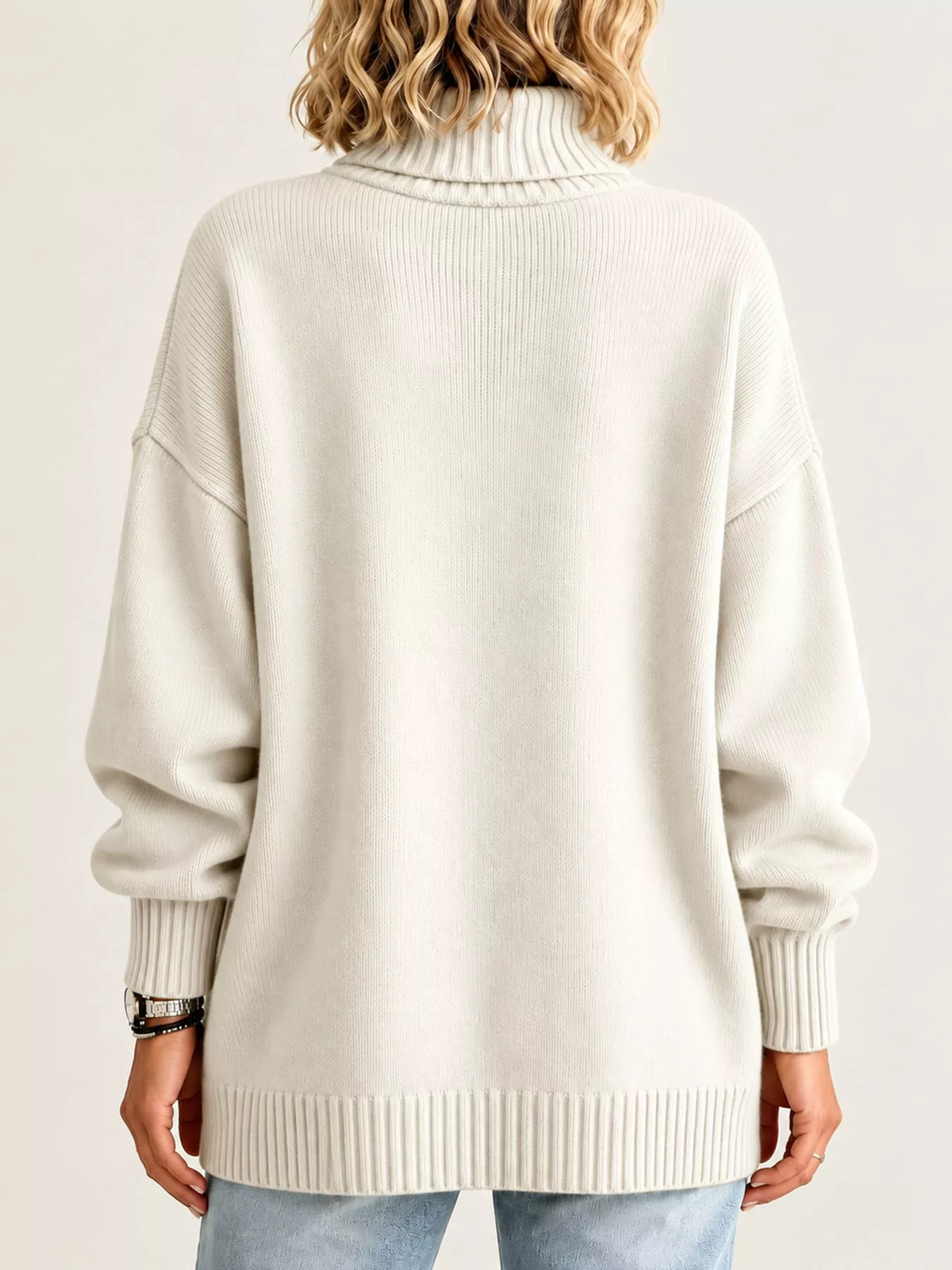 Oversized Turtleneck Pullover Sweater — back view