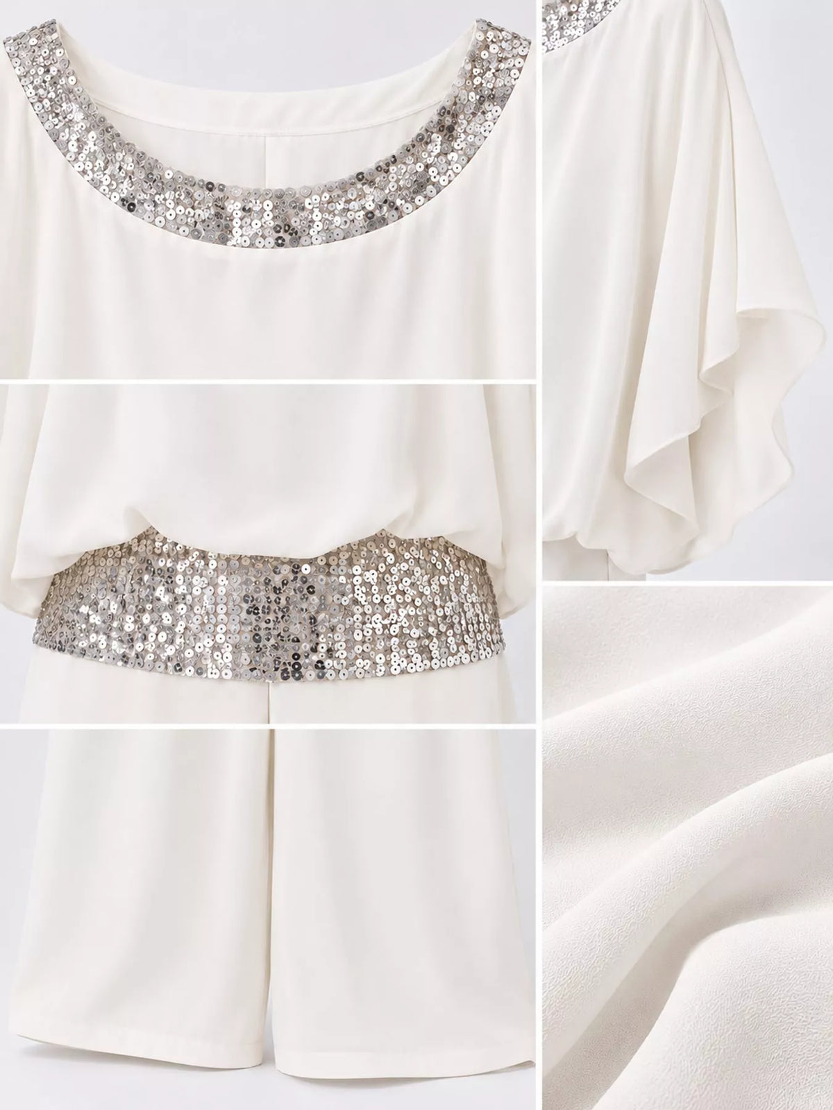Chiffon Top and Wide-Leg Pants Set — construction details