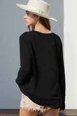 Trendsi Double Take Full Size Notched Thumbhole Long Sleeve T-Shirt -