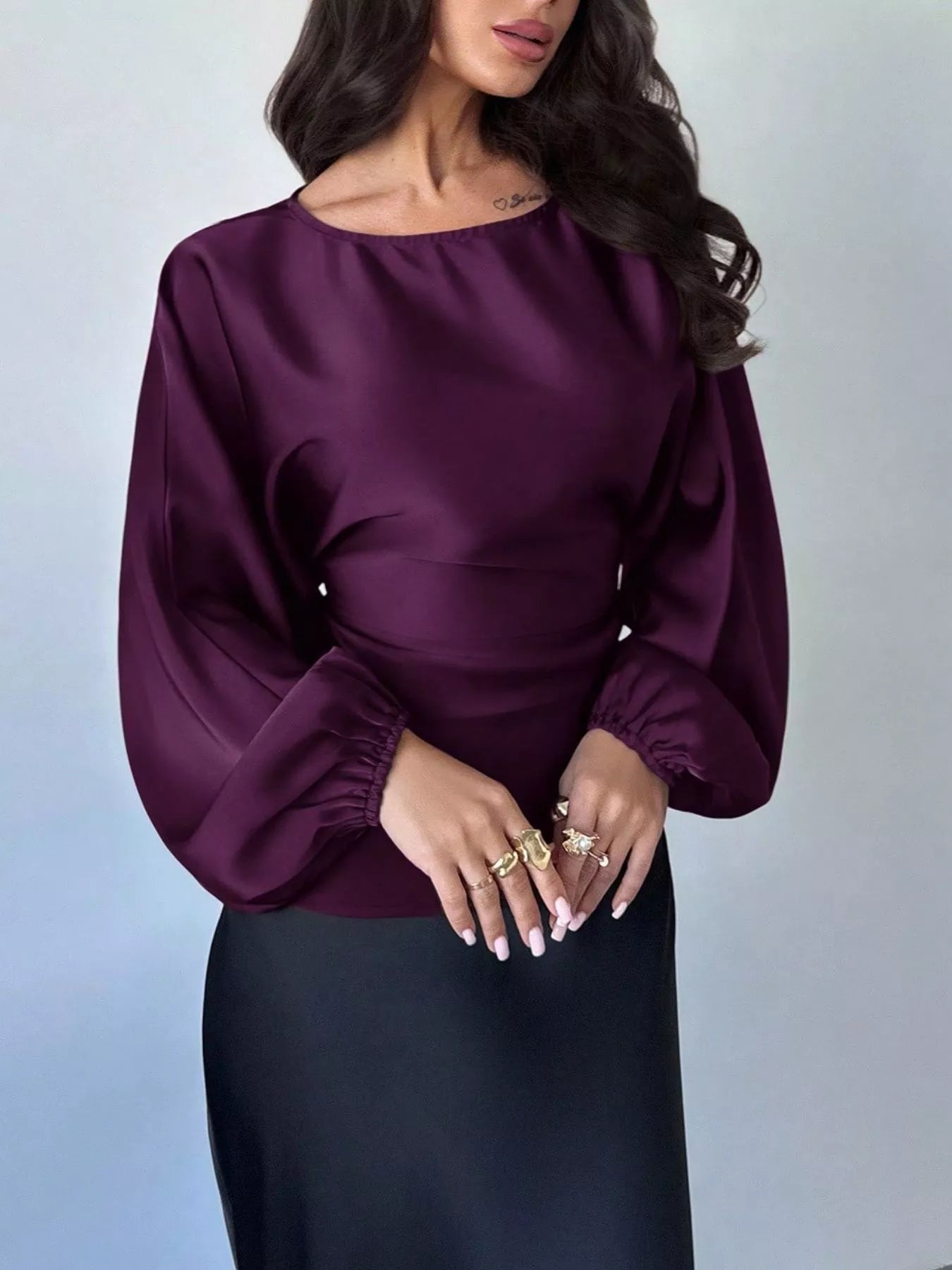 Trendsi Polka Dot Round Neck Blouse -