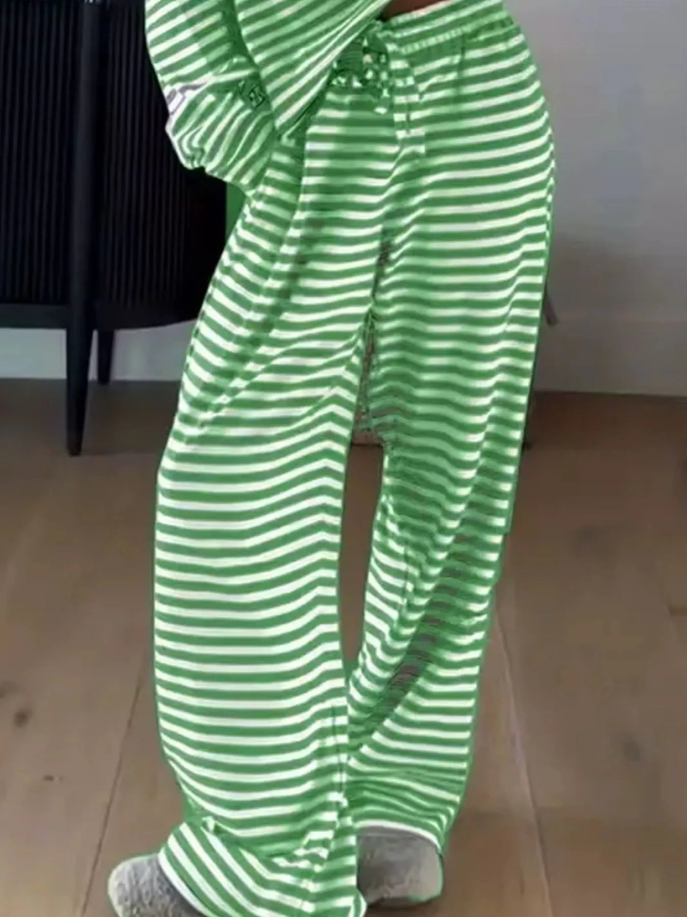 Trendsi Striped Dropped Shoulder Top and Pants Set -