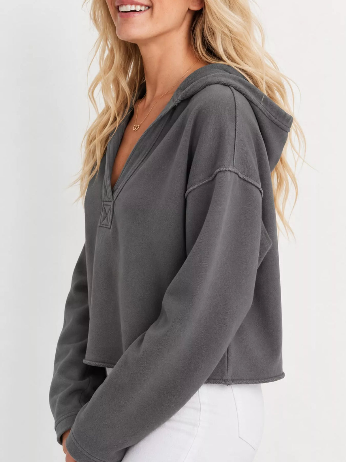 Cropped hoodie, dark gray side