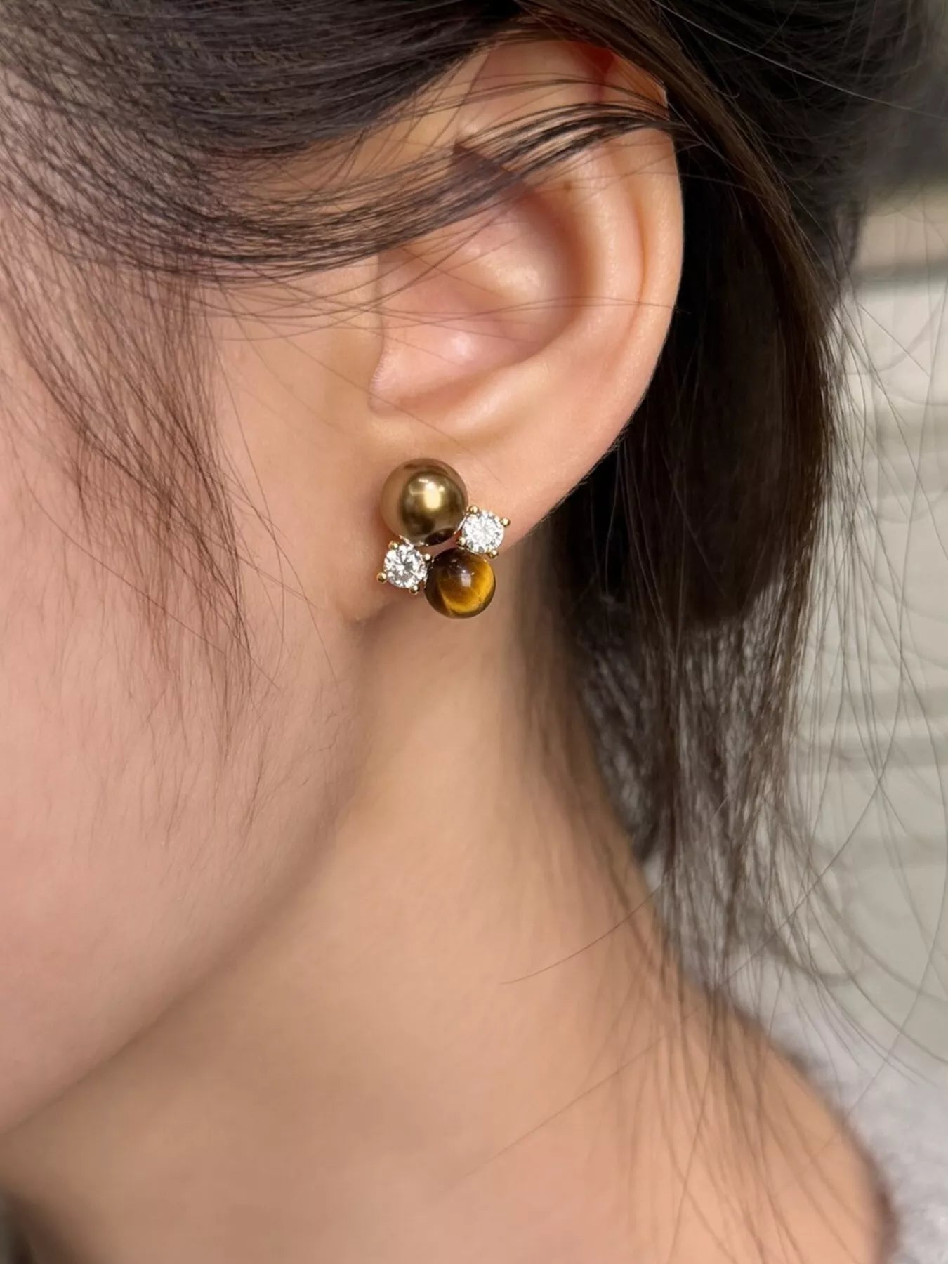 Trendsi Tiger Eye Stud Earrings -