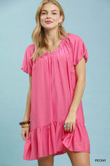 Trendsi Umgee Ruffle Hem Shift Mini Dress -