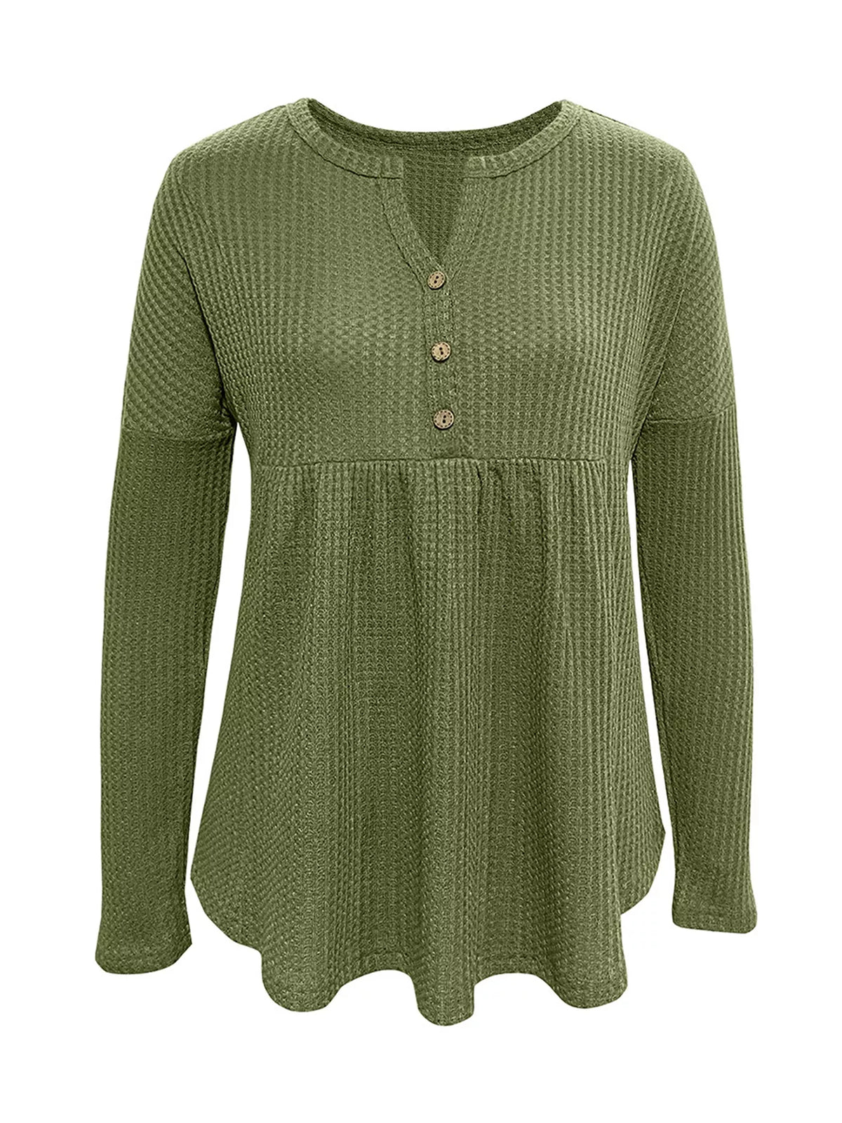 Women's Textured Long Sleeve Peplum Top in Moss, side view