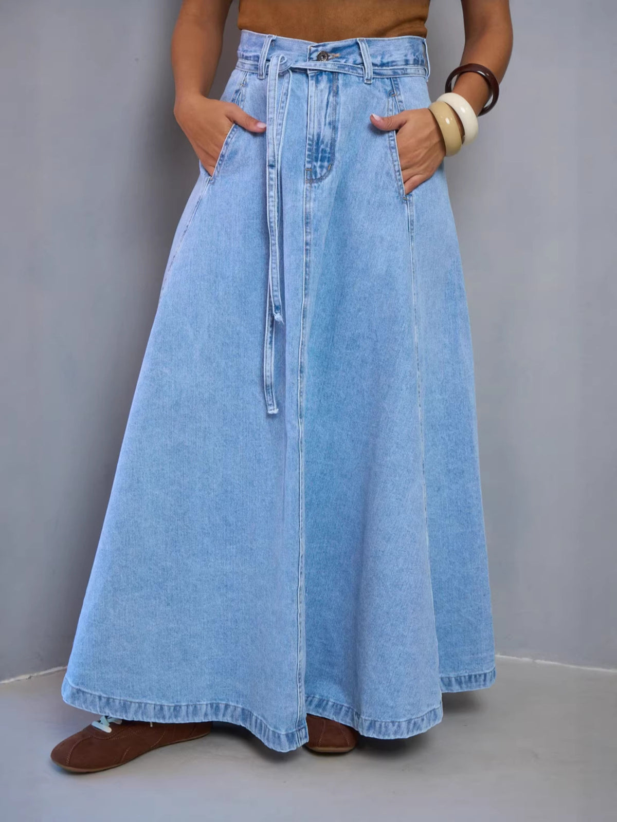 Trendsi High-Waisted Denim Skirt -