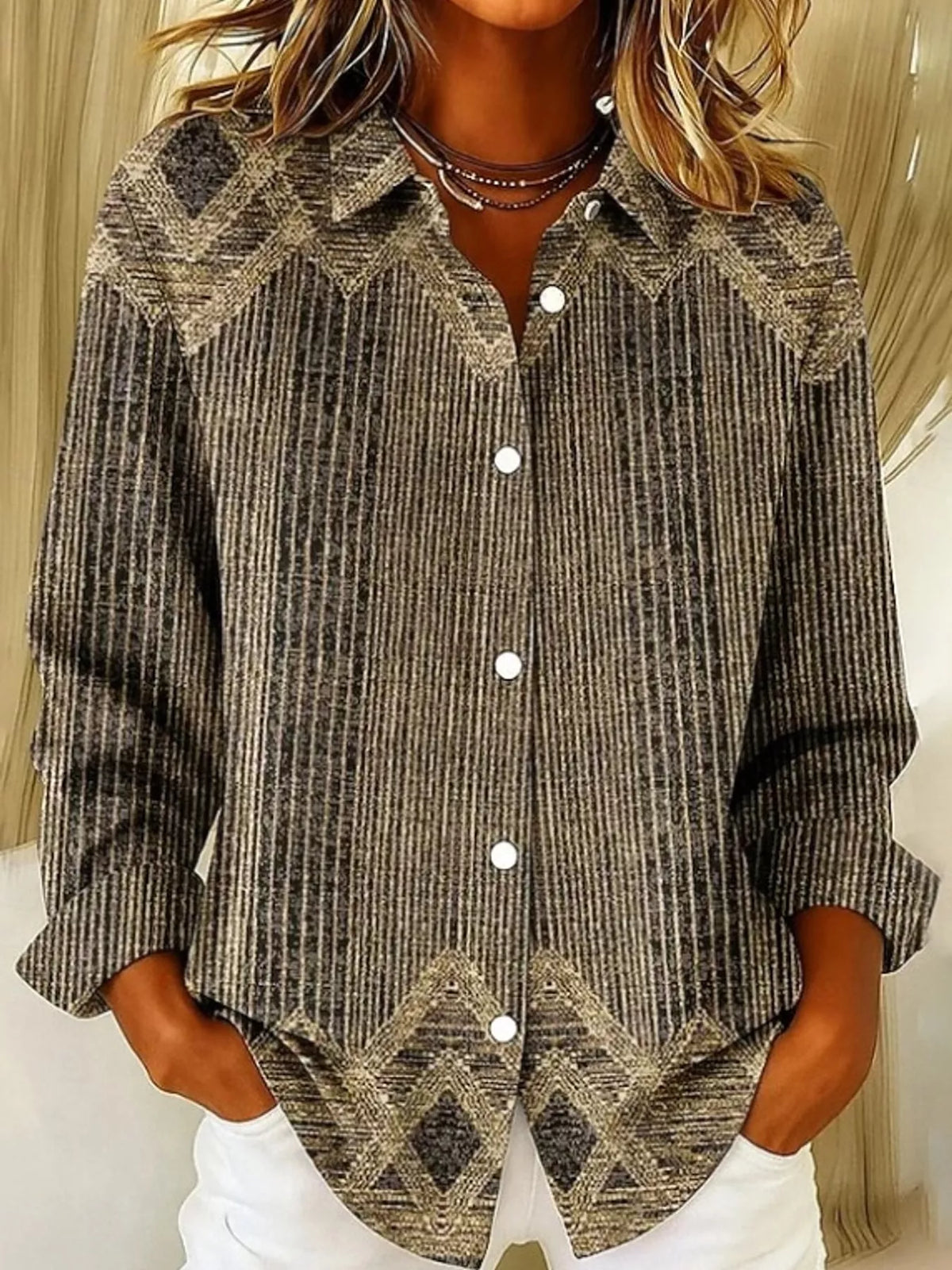 Brown striped long sleeve shirt