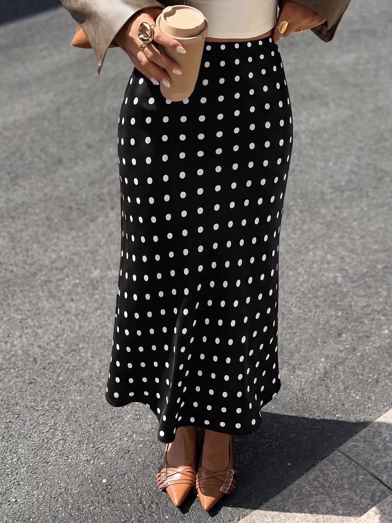 Trendsi Polka Dot Midi Skirt -
