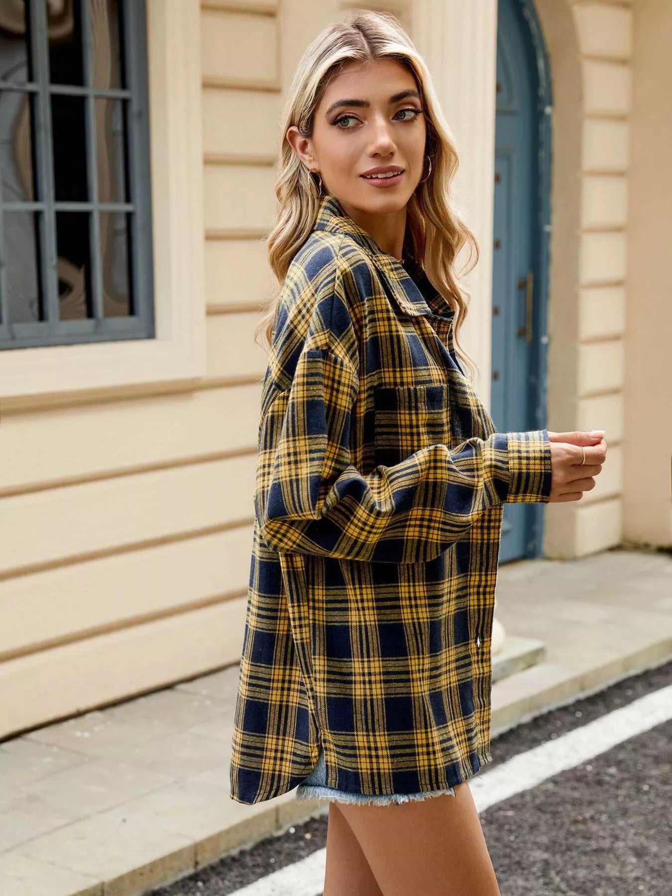 Trendsi Plaid Button Up Shirt -
