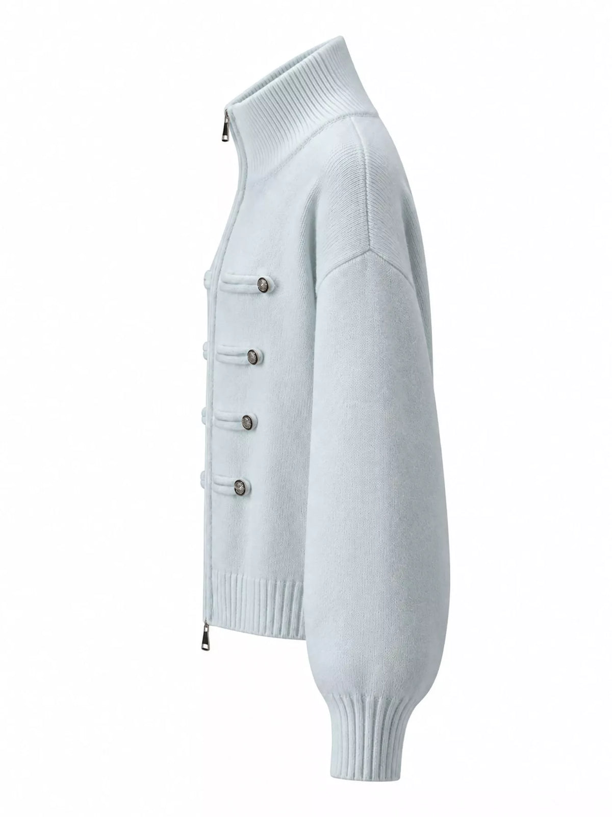 Light Blue turtleneck zip-up cardigan