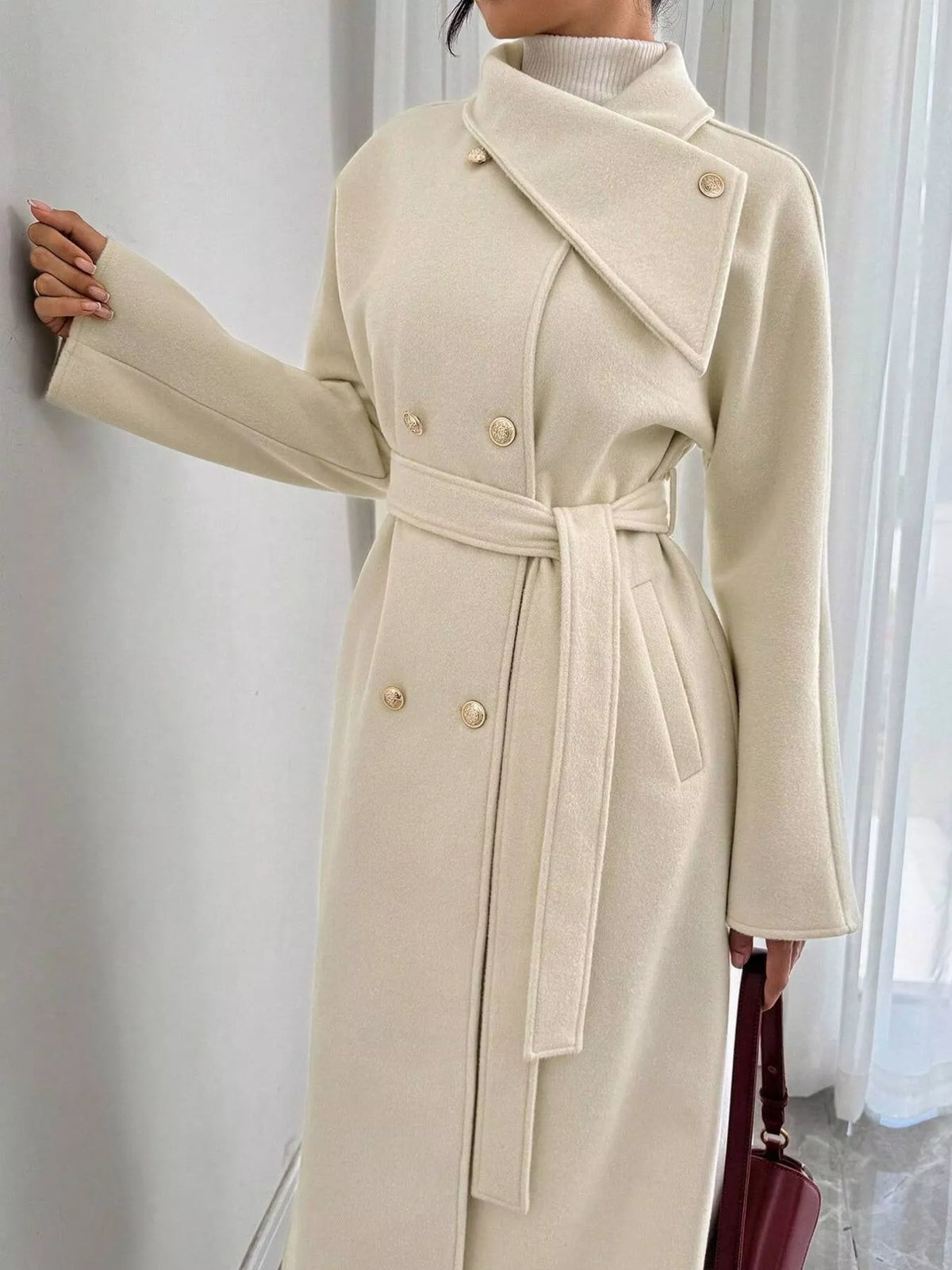Trendsi Double-Breasted Longline Coat -
