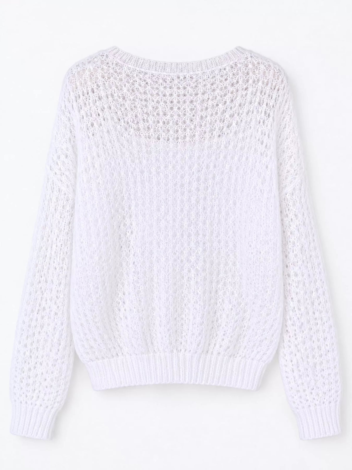 White openwork knit cover-up top