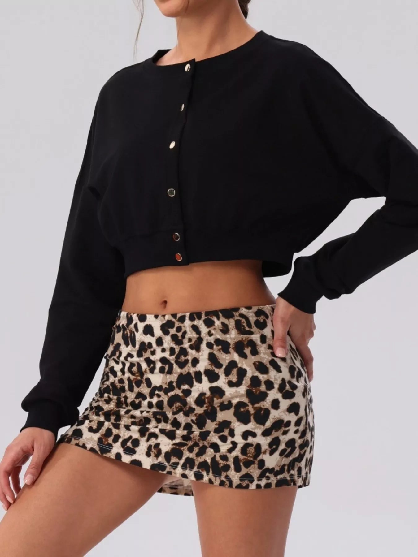 Trendsi Cropped Button-Down Active Cardigan -