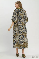 Trendsi Umgee Abstract Print Midi Dress -