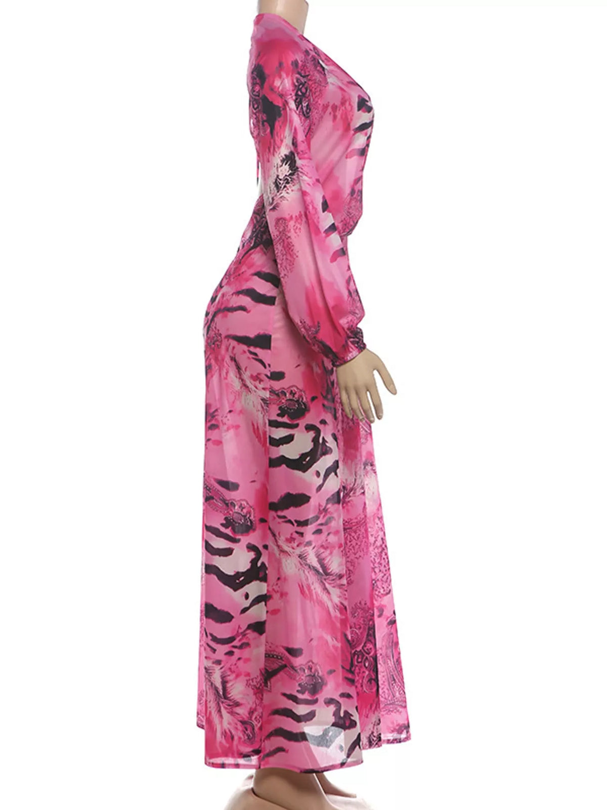 Printed maxi dress, pink mannequin side