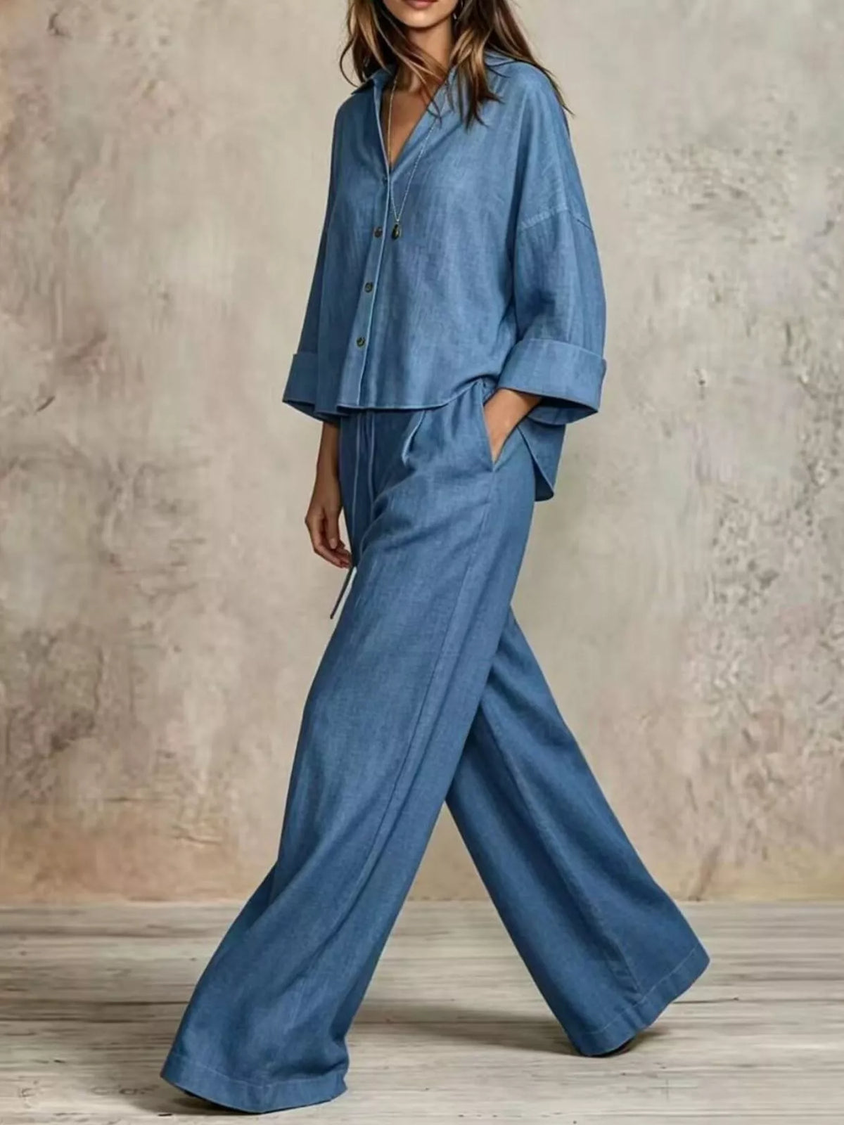 Shirt and pants set, blue set front