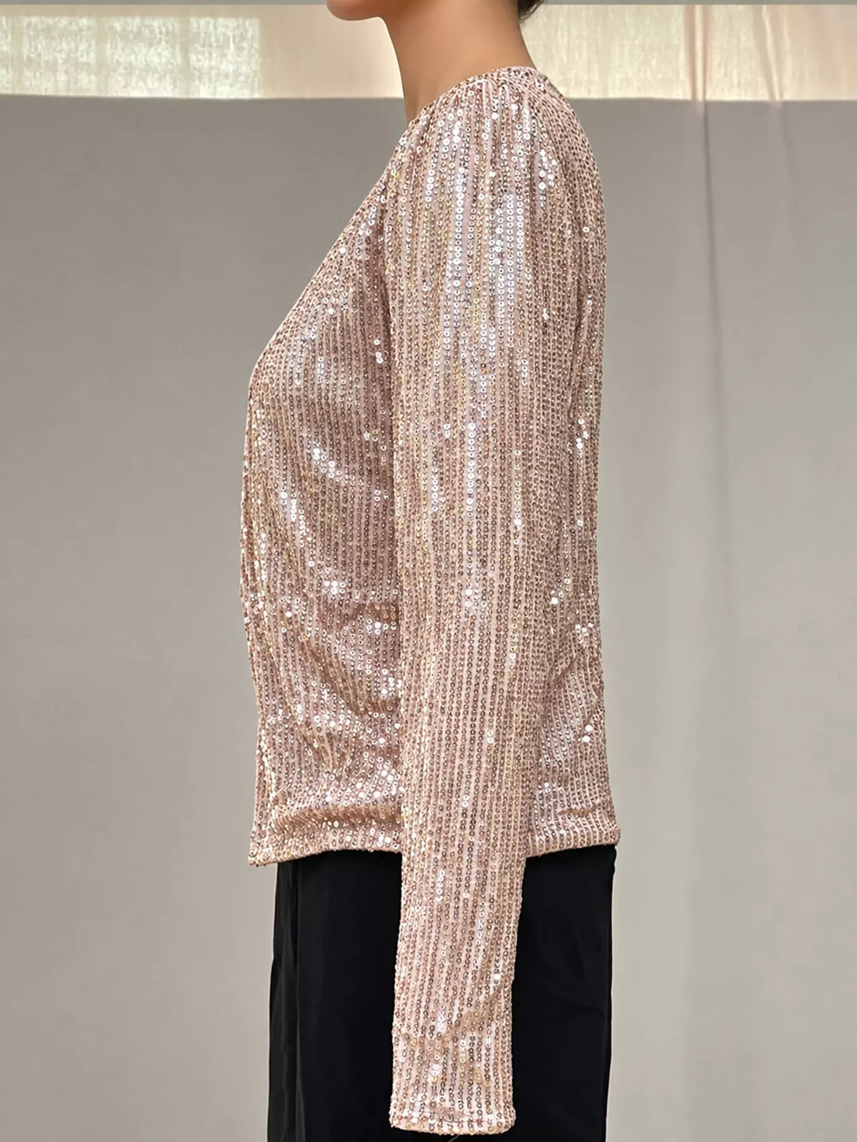 Sequin Long Sleeve Jacket — side view