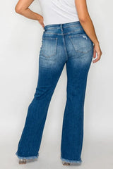 Trendsi bytos Full Size Raw Hem Distressed High Rise Bootcut Jeans -