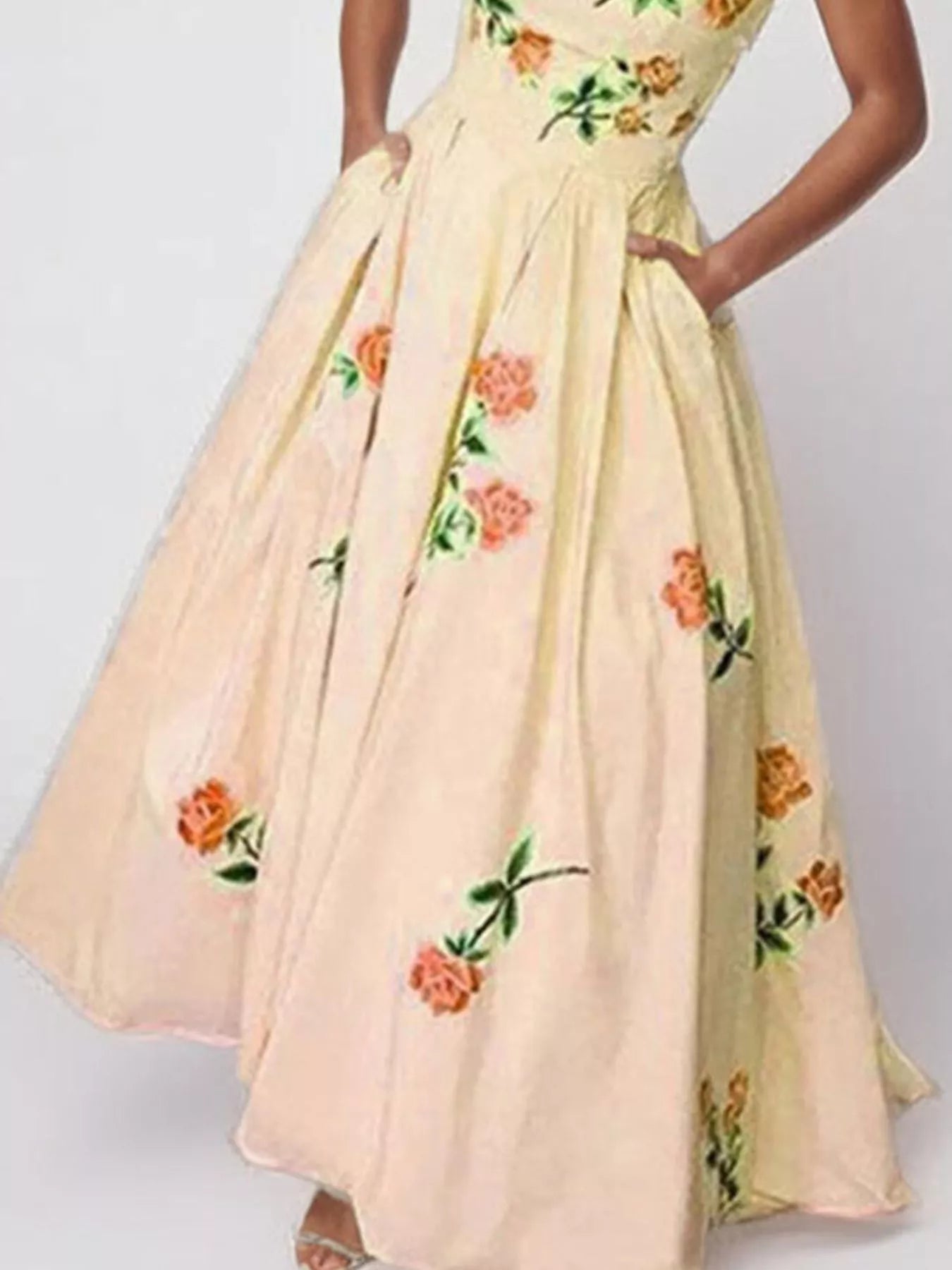 Trendsi Floral Print Tube Maxi Dress -
