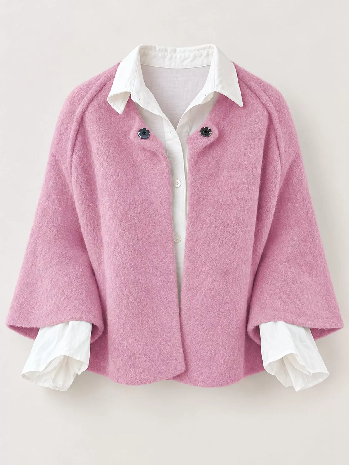 Fuzzy Texture Open-Front Cropped Jacket — garment front