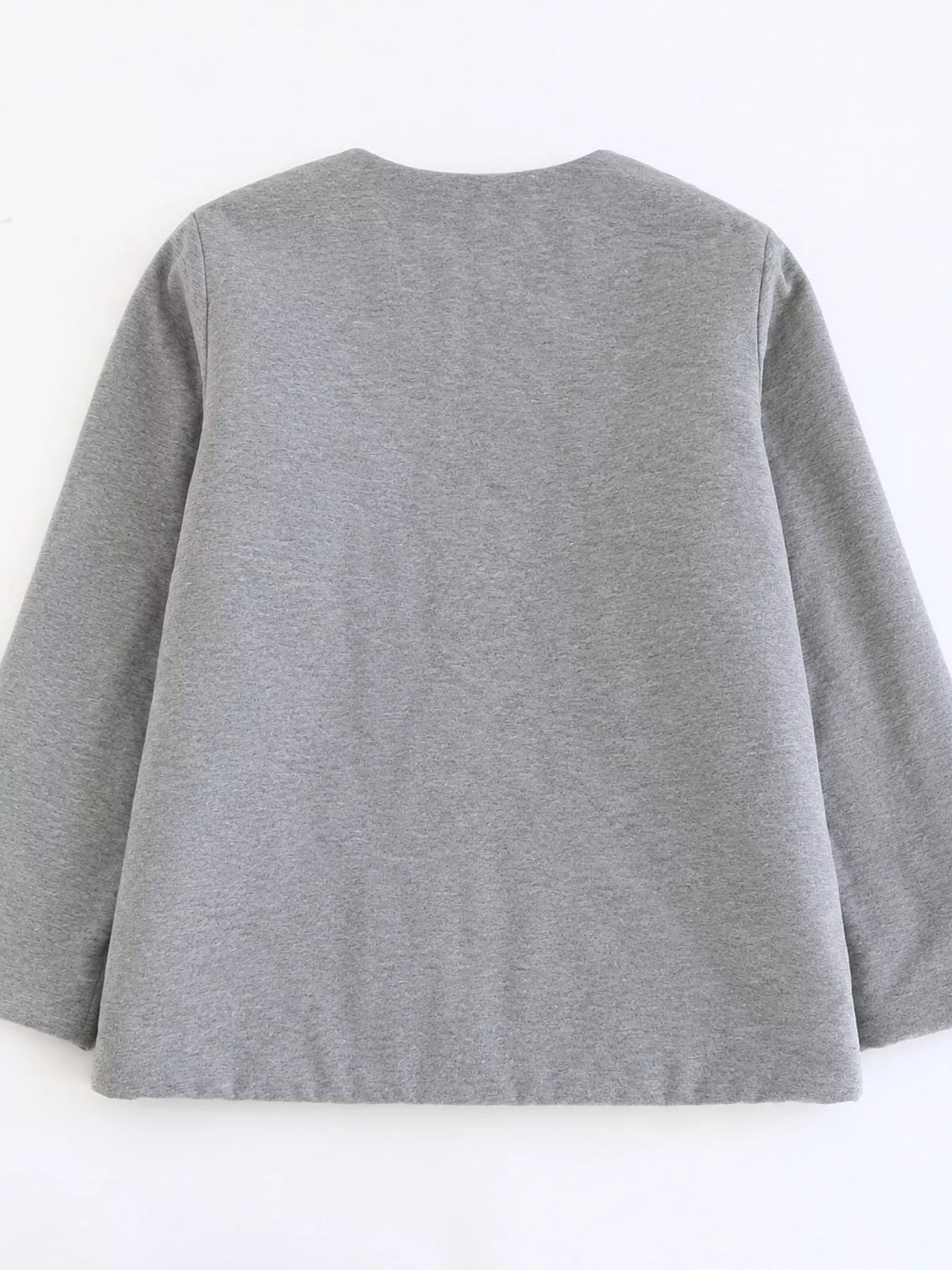 Quilted Crewneck Button-Down Jacket — garment back