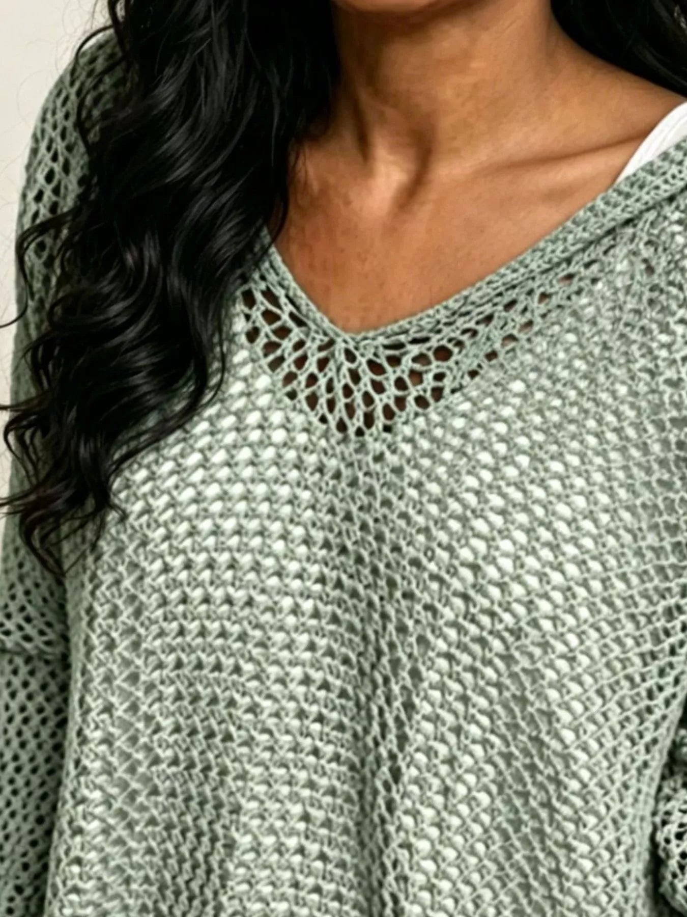 Trendsi Loose Knit Hooded Cover Up -