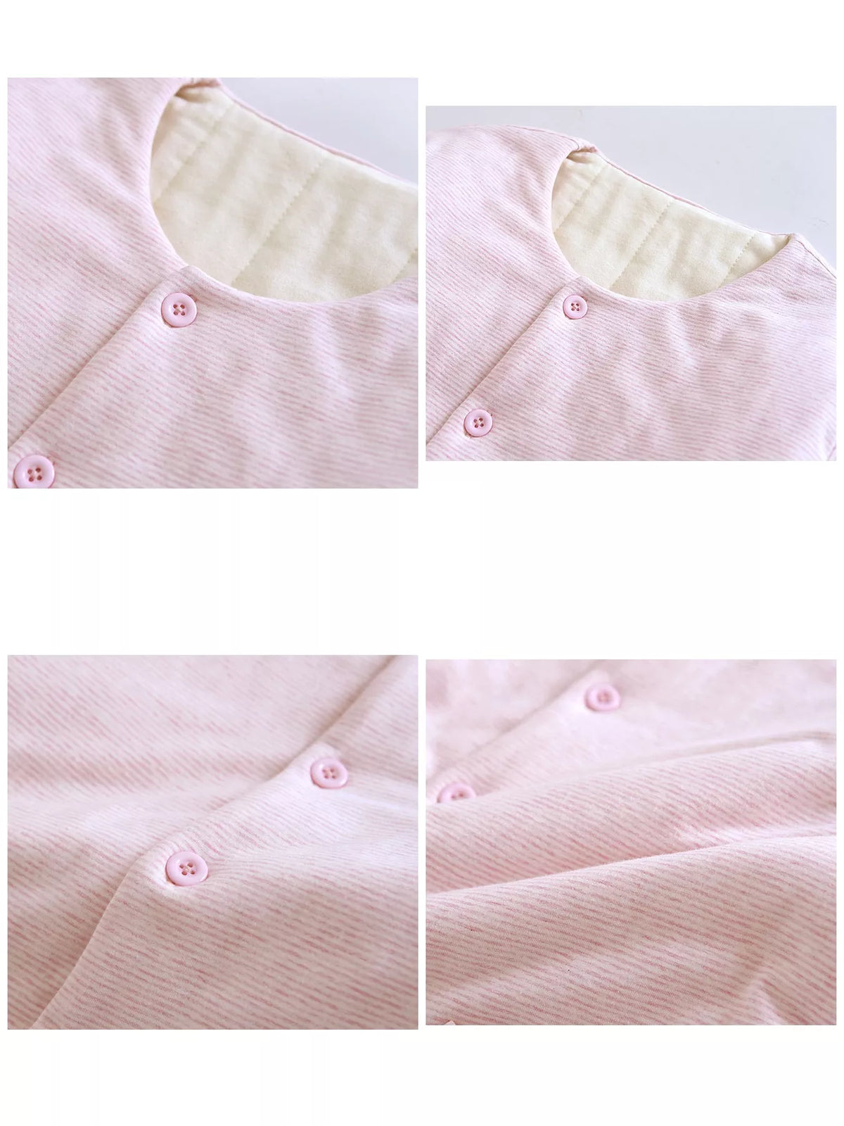 Quilted Crewneck Button-Down Jacket — construction details