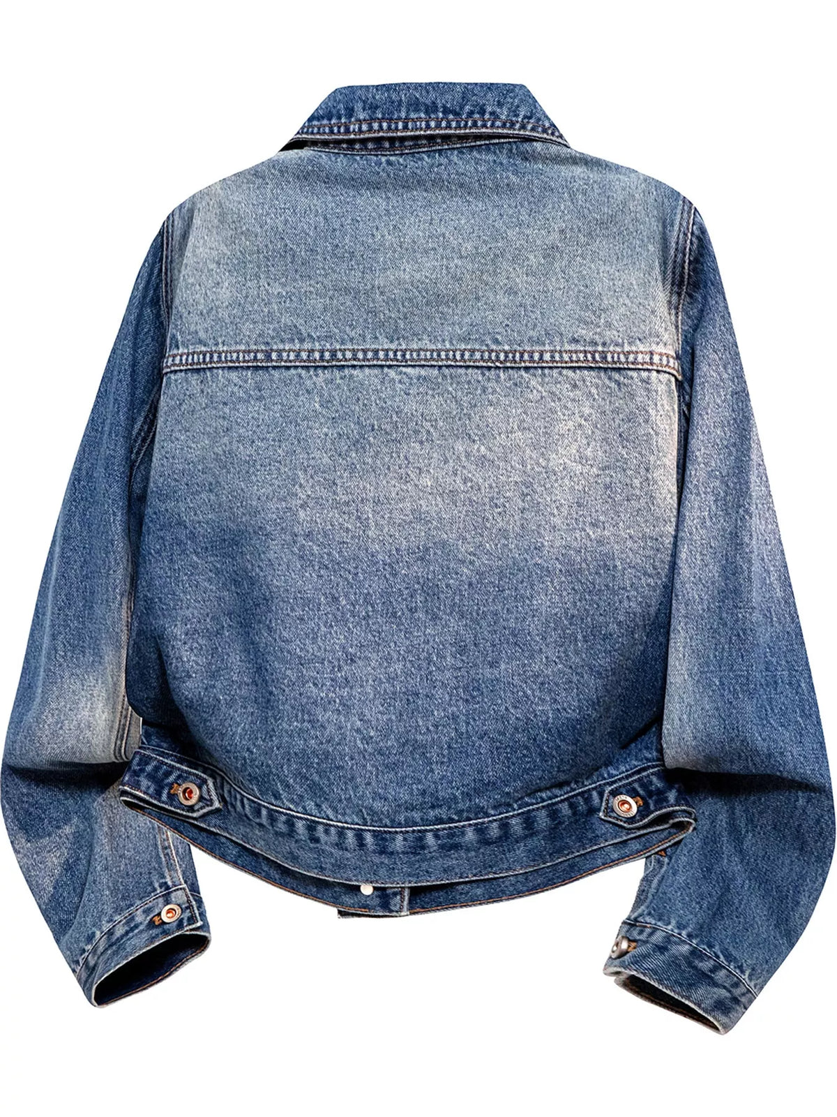Vintage Wash Cropped Denim Jacket — back view