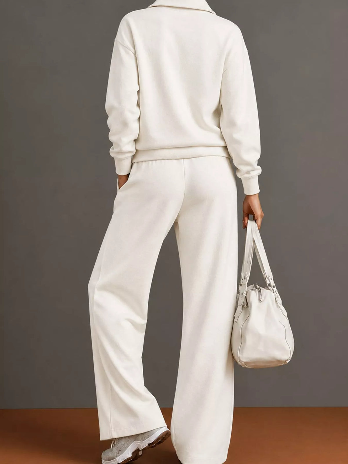 Collared long sleeve outfit set, back view