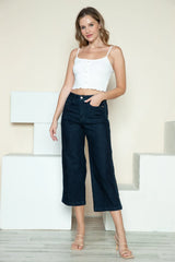 Trendsi Judy Blue Full Size Side Seam Braid Detail Crop Wide Leg Jeans -