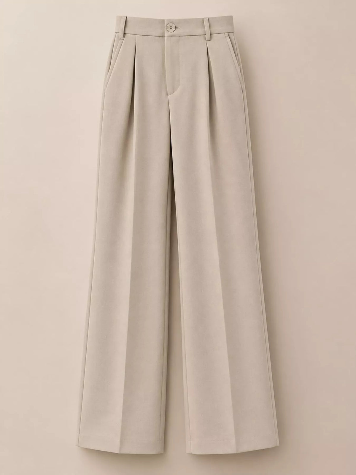Women's Pleated Wide-Leg Trousers in beige — flat lay view