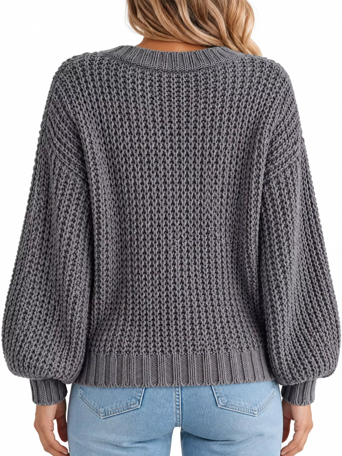 Button cardigan, gray back