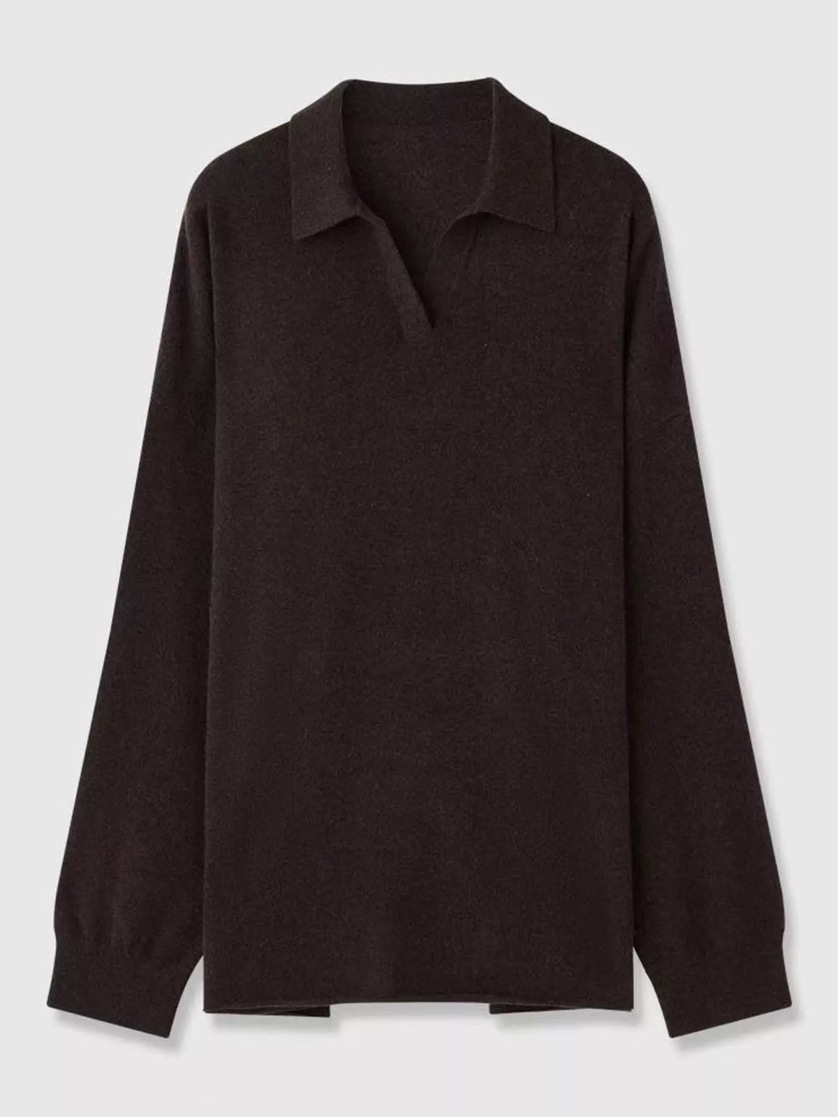 Black dropped shoulder polo collar sweater