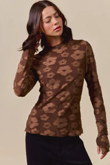 Trendsi SO ME Stretched Jacquard Casual Tops with Thumb Opening -