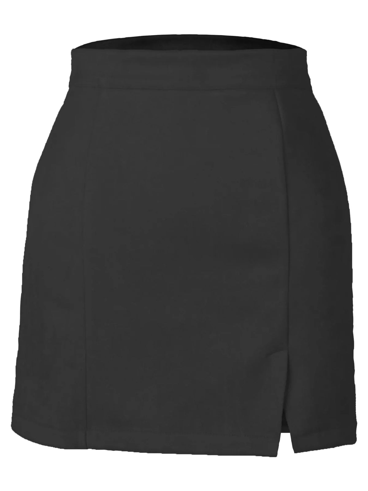 Zip-up mini skirt, black flat front