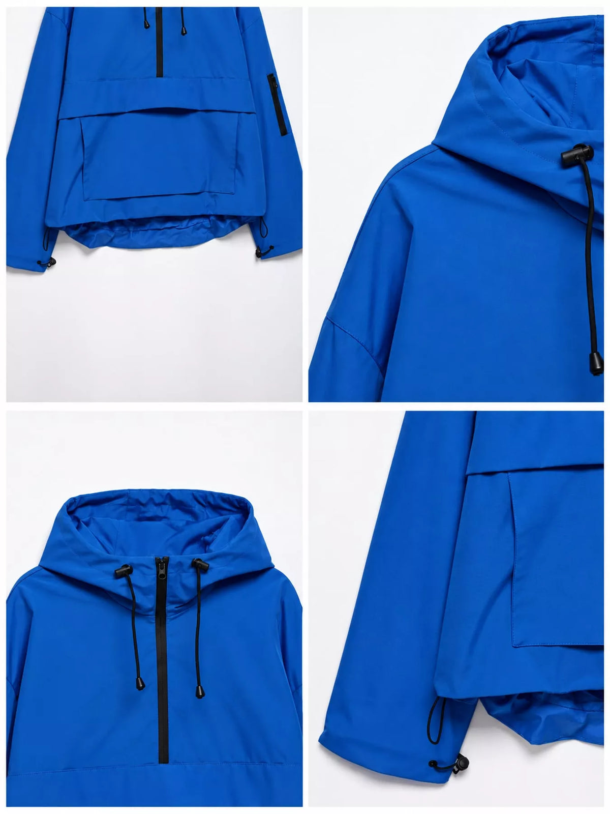 Half-Zip Hooded Anorak Jacket — garment construction details