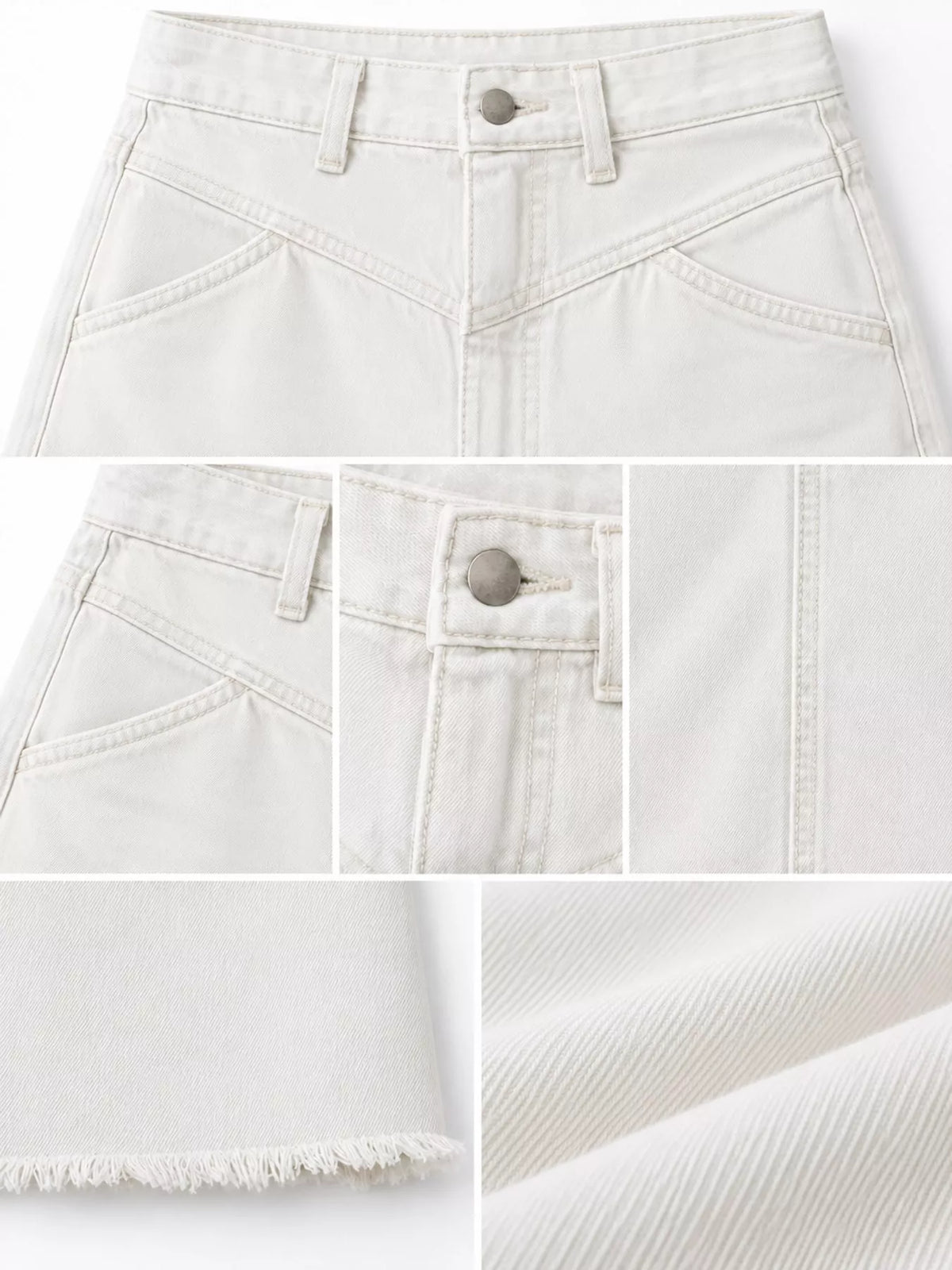 Raw Hem Maxi Denim Skirt — garment construction details