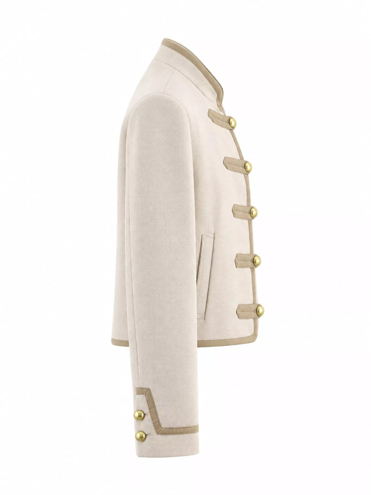 Cream button down long sleeve jacket — side view