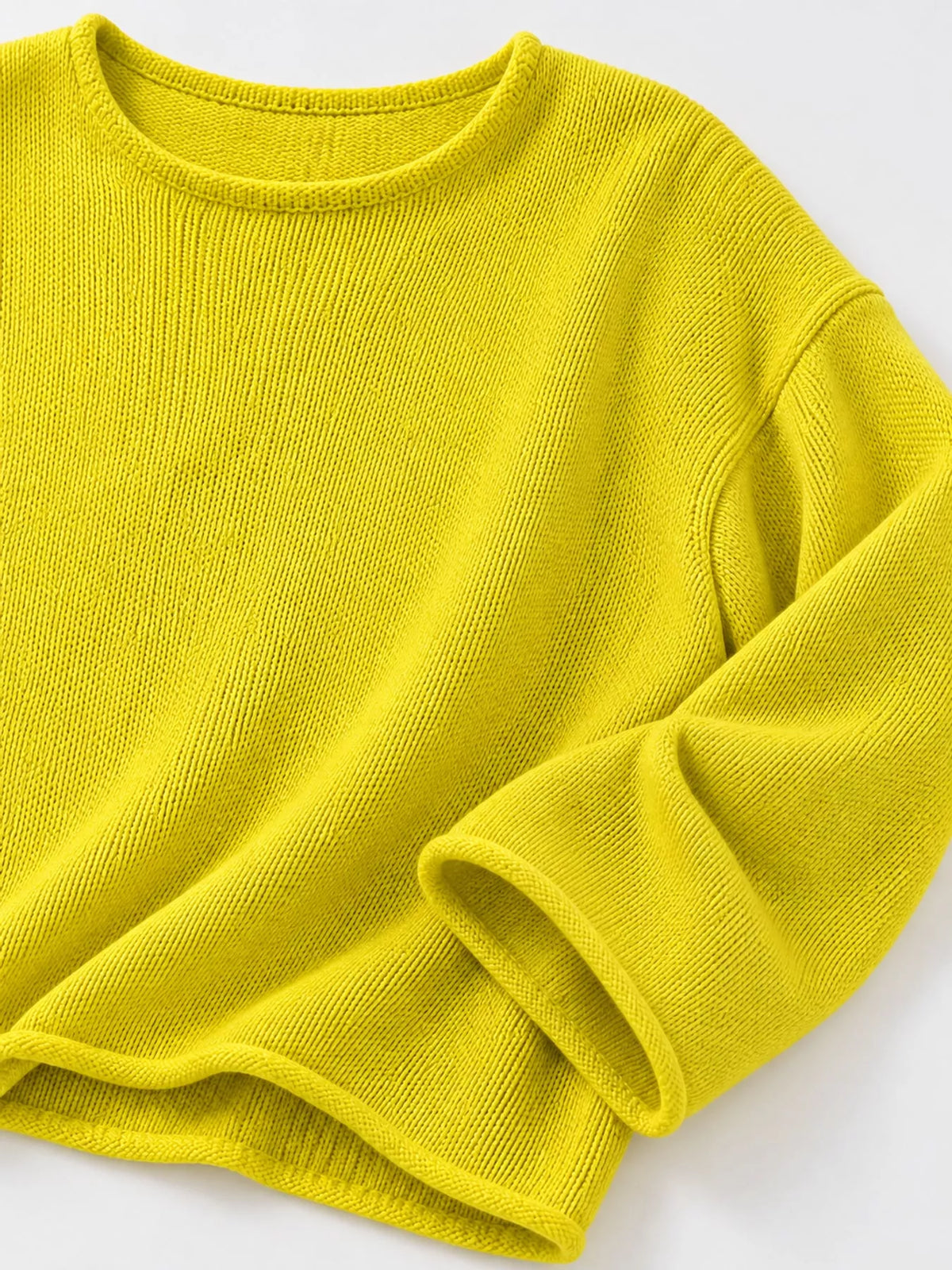 Yellow sheer openwork knit long sleeve top