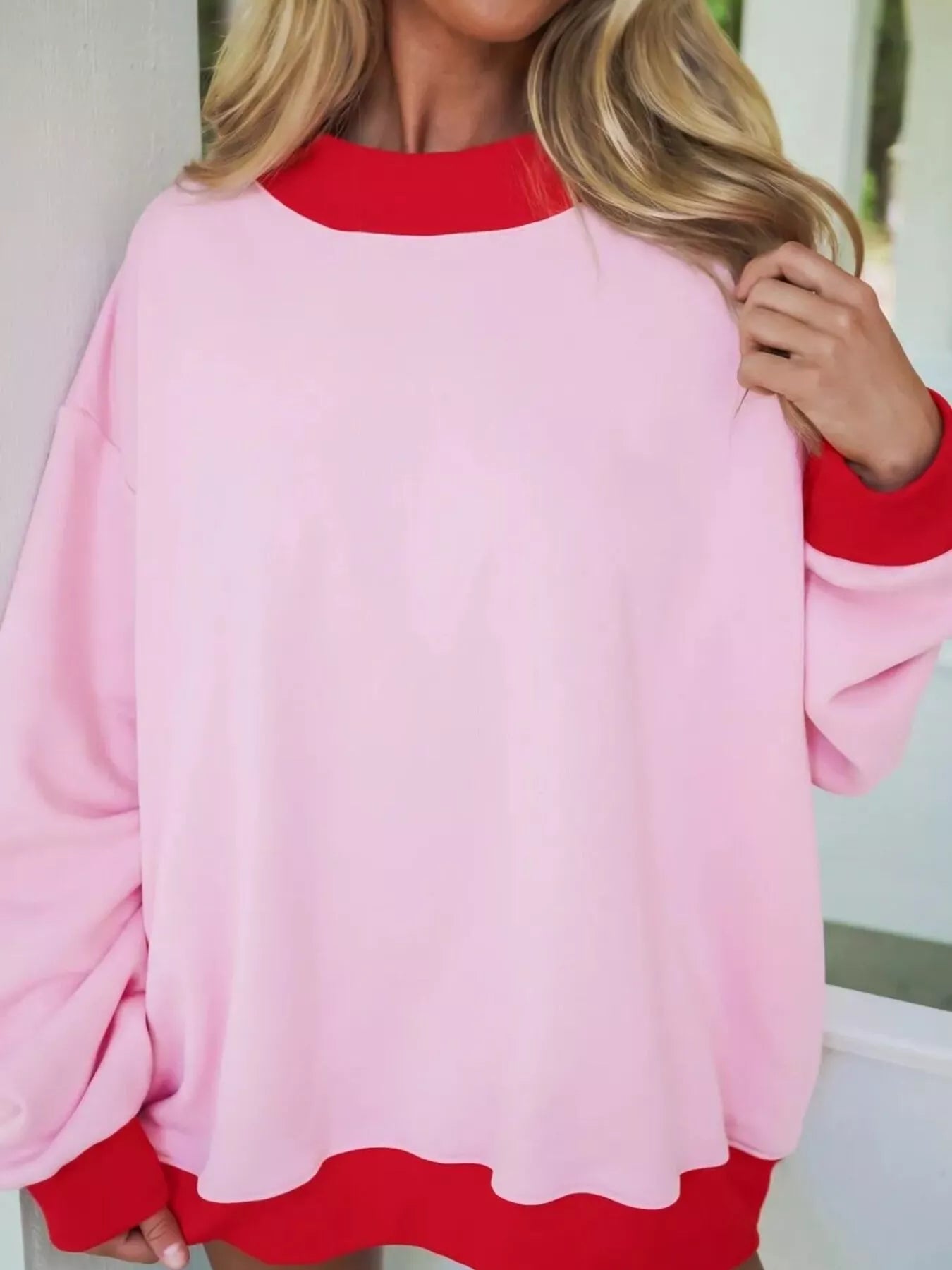 Trendsi Oversized Color-Block Crewneck Sweatshirt -