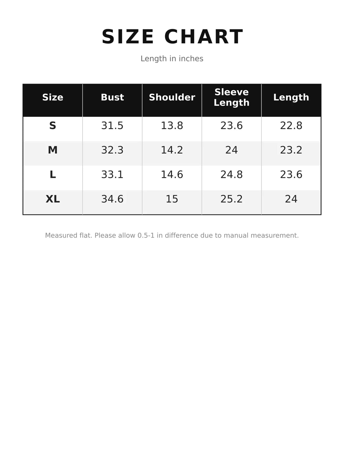 Size chart for women's sheer turtleneck knit top