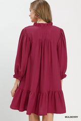 Trendsi Umgee Smocked Ruffle Detail Tiered Mini Dress -