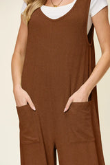 Trendsi Double Take Full Size Texture Sleeveless Wide Leg Jumpsuit -